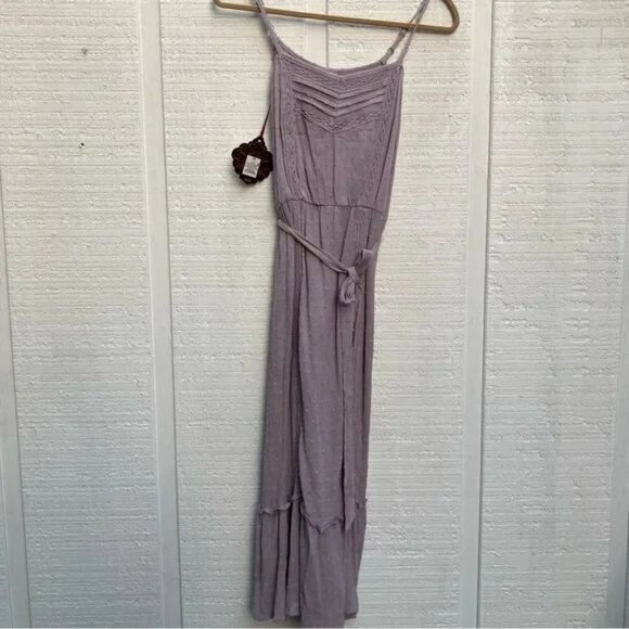NWT KNOX Rose Sleeveless Clip Dot Midi Dress Boho Purple Lavender XS - Picture 1 of 9